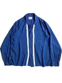 60's Vintage NEW Roma Rayon Italian Collar Shirt BLUE