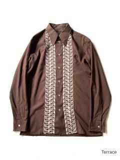 70~80's Euro Embroidery Shirt BROWN