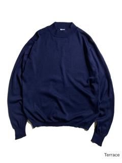 90s Euro Mock-neck Acetate Summer Knit NAVY MADE IN ITALY