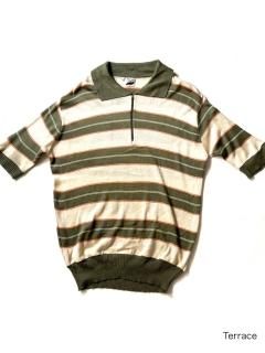 80's Euro Half-zip Acryl Border Knit Polo 
