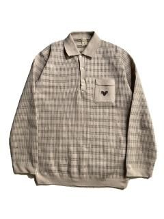 80's Euro Polyester L/S Knit Polo Shirt MADE IN ITALY