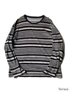 90's Euro Cotton Velours Border Pullover