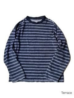 90's Euro Cotton Velours Border Pullover
