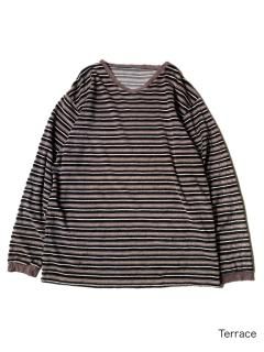 90's Euro Cotton Velours Border Pullover