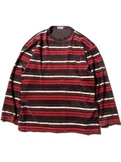 90's Euro Cotton Velours Border Pullover