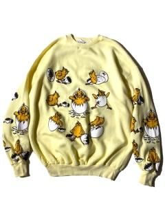 90's City Chick Print Sweat LEMON YELLOW MADE IN UK