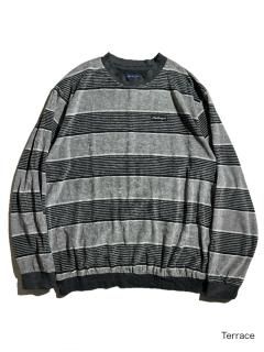 90's Euro Cotton Velours Border Pullover