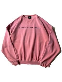 80〜90's beaver creek resort Destroyed Sweat BABY PINK