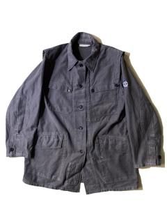 80's German Military? Moleskin Work Jacket FADE BLACK