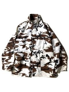 80's CAMO CLAN Leaf Camouflage Stand Collar Half Coat