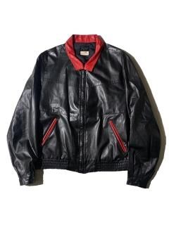 80's j king designs Leather Zip-up Jacket BLACK/RED
