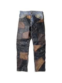 EDWIN LONDON SLIM Leather Patchwork Denim Pants  (W32L29)