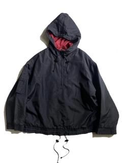 90s N.Y.L Silk Padding Anorak Parka L BLACK 