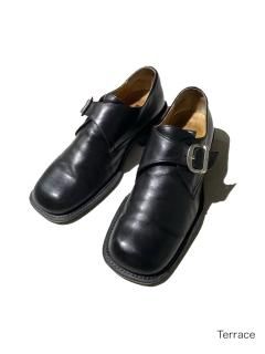 Kenneth Cole Square-toe Mock-strap Leather Shoes MADE IN ITALY (26.5) 