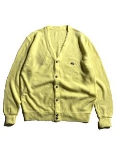 80's LACOSTE Acryl Cardigan LEMON YELLOW