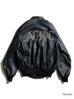 90's Unknown Brand AC/DC Studs Leather Blouson BLACK
