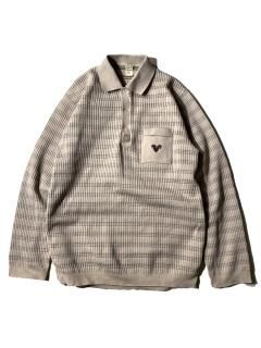 80's Euro Polyester L/S Knit Polo Shirt MADE IN ITALY