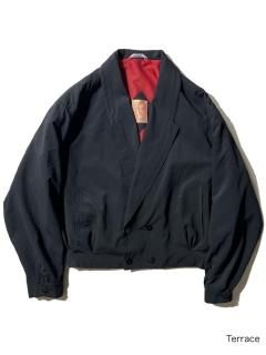 80's  Double-breasted Silk Blouson BLACK