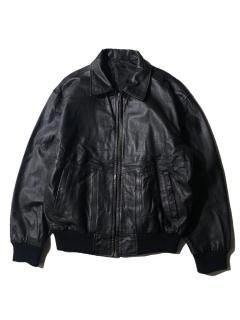 90's Zip-up Leather Blouson BLACK