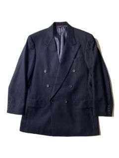 80's HART SCHAFFNER & MARX Double breasted Chalk Stripe Jacket NAVY