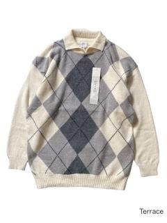90's DEAD STOCK Argyle Pattern Angola Blend Knit