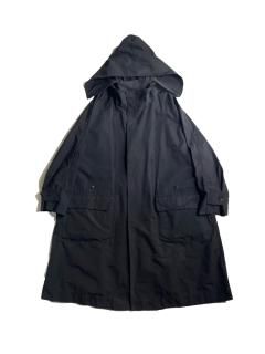 Leh Cotton/Nylon Hooded Over Maxi Coat BLACK 