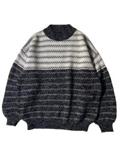 80's Euro Noise Pattern Mock-neck Knit