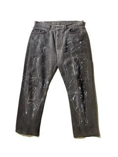 80's Levi's 501 Painted  Black Denim Pants MADE IN U.S.A. W34