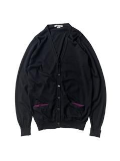 JOHN SMEDLEY Merino Wool Cardigan BLACK MADE IN ENGLAND