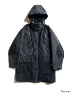 90's LANCEL Design Fooded Coat BLACK աæ