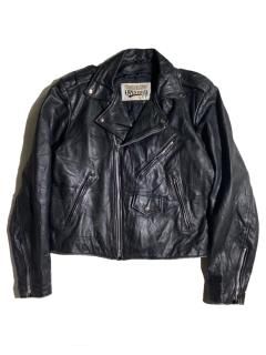 90s OPEN ROAD Leather Double Riders Jacket BLACK