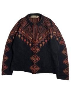 90's Peruvion Link Native Design Zip-up Alpaca Knit Jacket