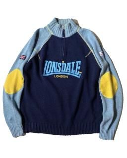 90's LONDSDALE Elbow Patch Half-zip Knit