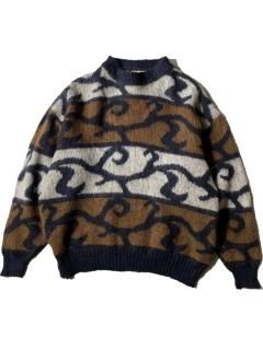 90's ALAFOSS Tribal Pattern Mohair Knit 