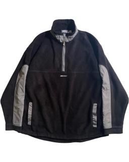 90's Reebok Half-zip Fleece Pullover BLACK/SILVER