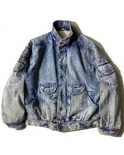 80's OU.I Chemical Denim Bomber Jacket 