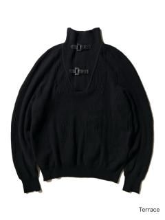 Salvatore Ferragamo Cashmere Blend Buckle Design Knit BLACK MADE IN ITALY