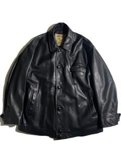 90's Leather Car Coat BLACK 