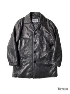 90's PELLE STUDIO Lambs Leather Half Coat BLACK