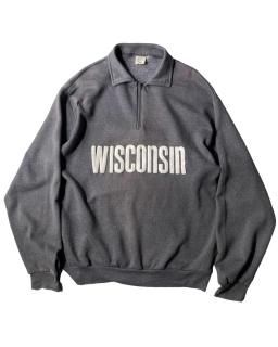 80's WISCONSIN Half-zip Sweat CHARCOAL MADE IN U.S.A.
