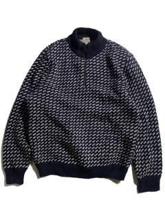 80's L.L.Bean Birds-eye Half-zip Knit X-LARGE MADE IN NORWAY