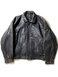 90's Lambs Leather Bomber Jacket BLACK