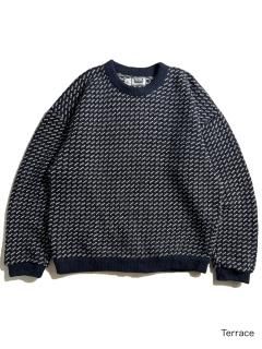80~90s ORE Birds-eye Knit NAVY/WHITE MADE IN NORWAY