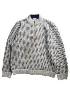 90's L.L.Bean Birds-eye Half-zip Knit XL MADE IN NORWAY