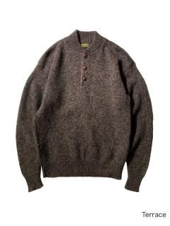 80's OSHKOSH Henry-neck Melange Knit MADE IN U.S.A.