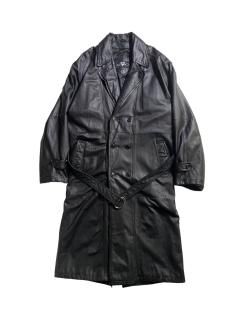 90's 2AGGIO Leather Trench Coat BLACK