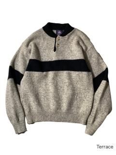 90s ASPETUCK TRADING CO. Henry-neck Line Knit MADE IN U.S.A.