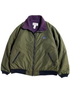 80's L.L.Bean Nylon/Fleece Worm-up Jacket OLIVE/PURPLE MADE IN U.S.A.
