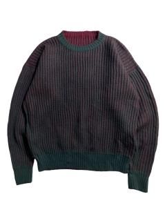 90's Euro Rib Knit GREEN/BURGUNDY