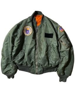 90's ALPHA MA-1 Flight Jacket OLIVE/RESCUES ORENGE MADE IN U.S.A.